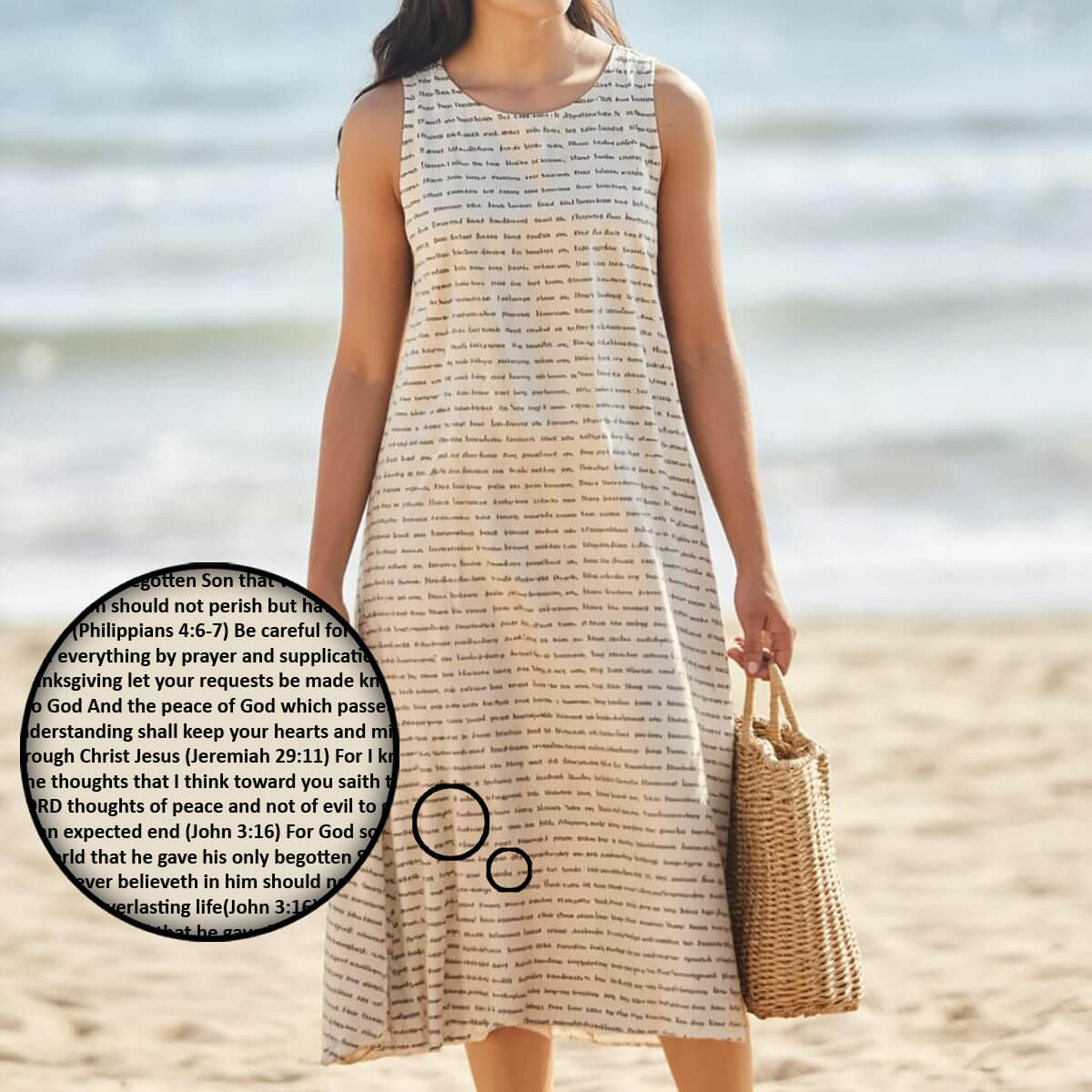 Personalized Women's Linen-Textured Cotton Sleeveless Dress