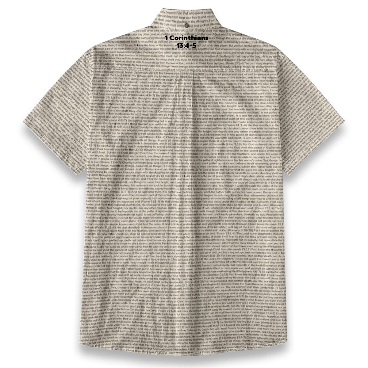 1 Corinthians 13:4-5 Men's Linen Textured Cotton Short Sleeve Shirt