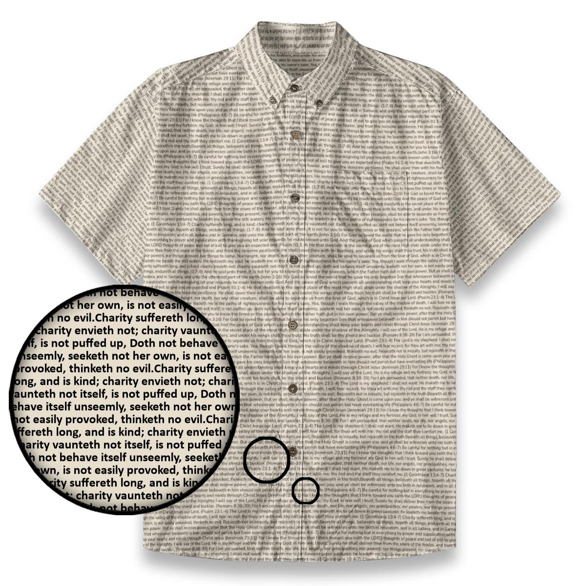 1 Corinthians 13:4-5 Men's Linen Textured Cotton Short Sleeve Shirt