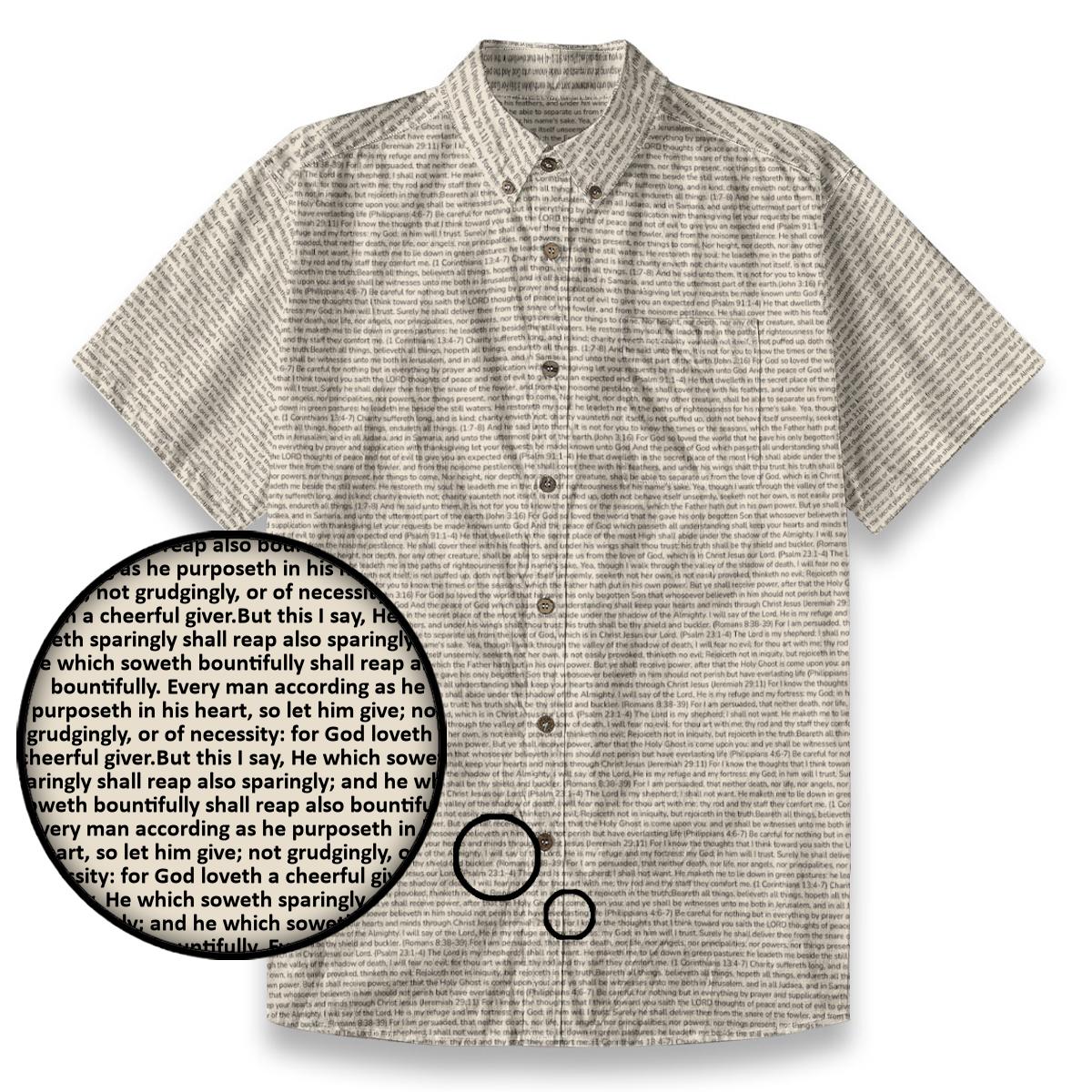 2 Corinthians 9:6-7 Men's Linen Textured Cotton Short Sleeve Shirt