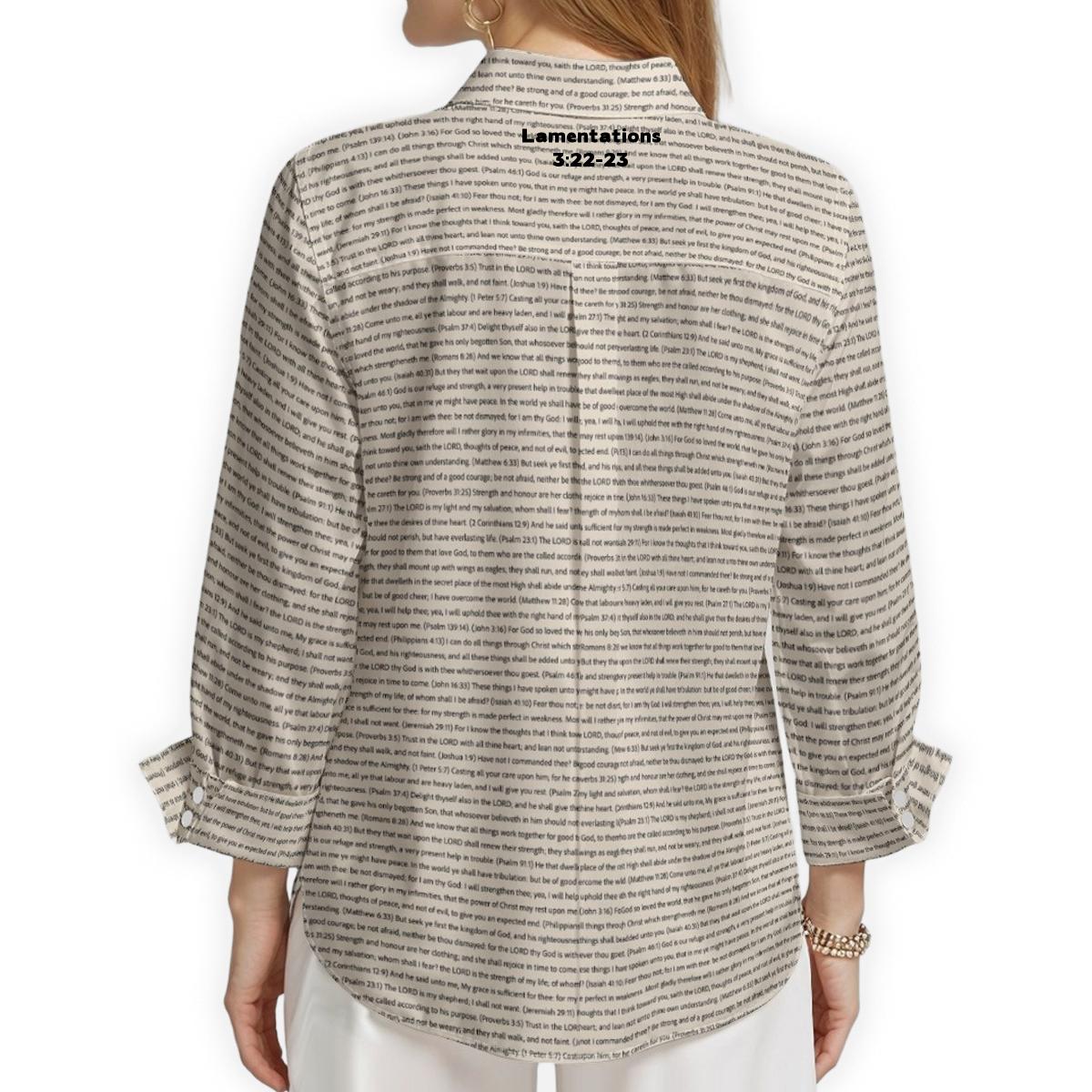 Lamentations 3:22-23 Women's Linen Textured Cotton 3/4 Sleeve Shirt