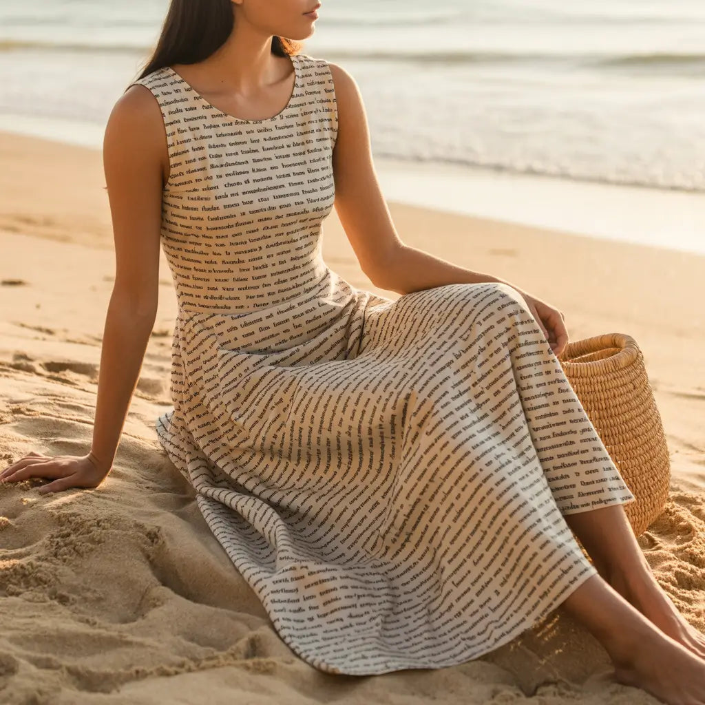 Personalized Women's Linen-Textured Cotton Sleeveless Dress