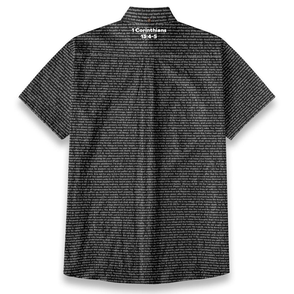 1 Corinthians 13:4-5 Men's Linen Textured Cotton Short Sleeve Shirt
