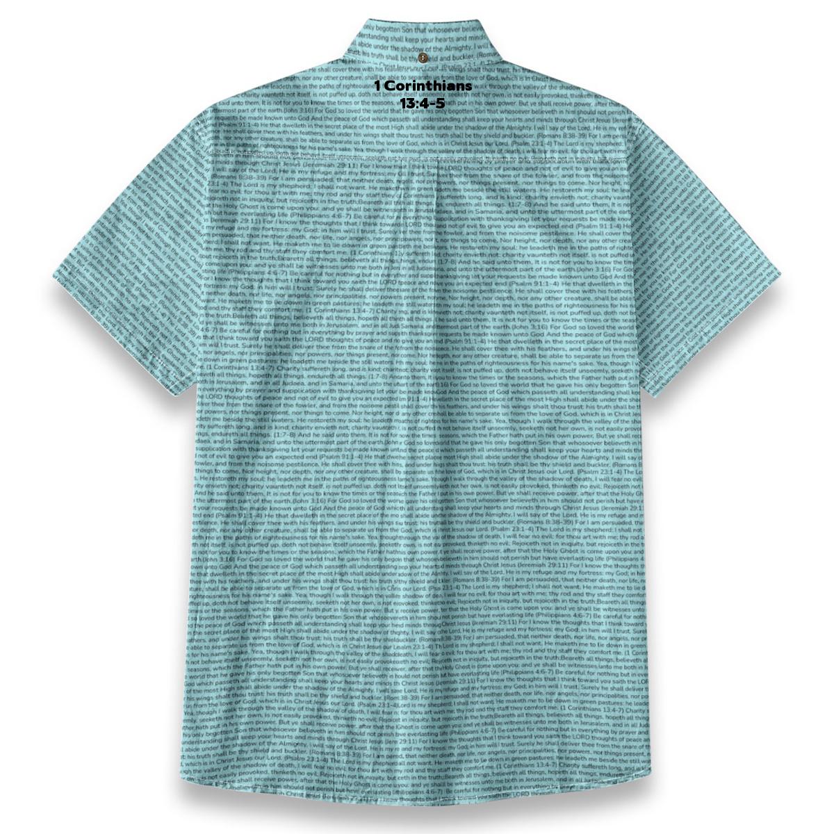 1 Corinthians 13:4-5 Men's Linen Textured Cotton Short Sleeve Shirt