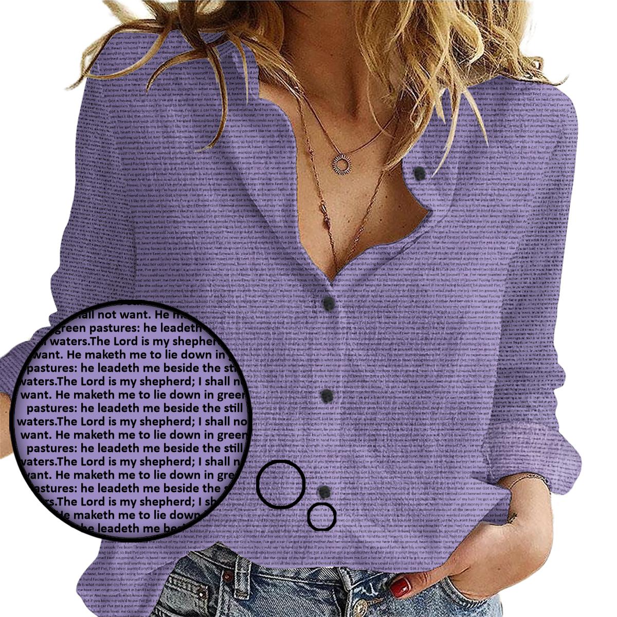 Psalm 23:1-2 Women's Linen Textured Cotton 3/4 Sleeve Shirt