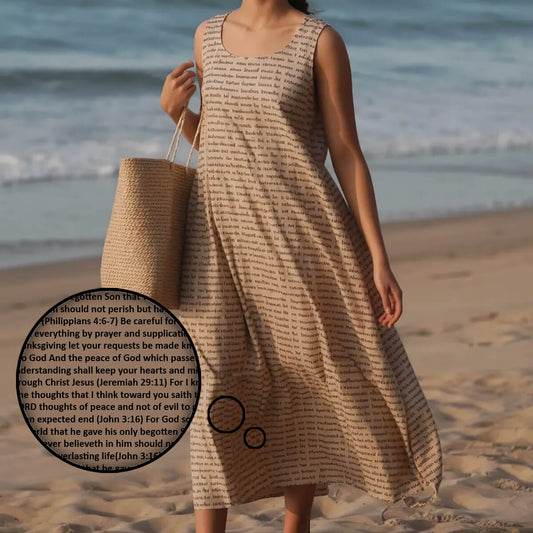 Personalized Women's Linen-Textured Cotton Sleeveless Dress