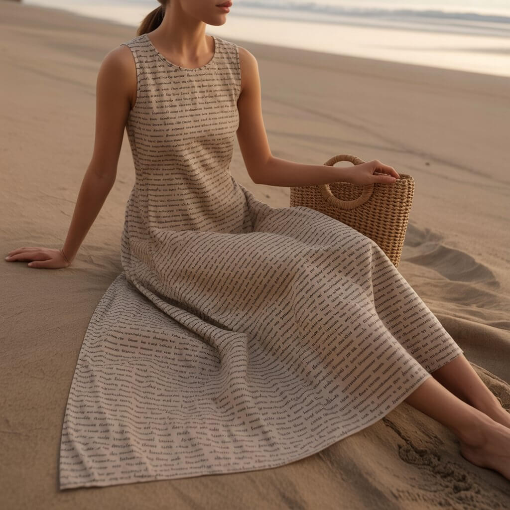 Personalized Women's Linen-Textured Cotton Sleeveless Dress