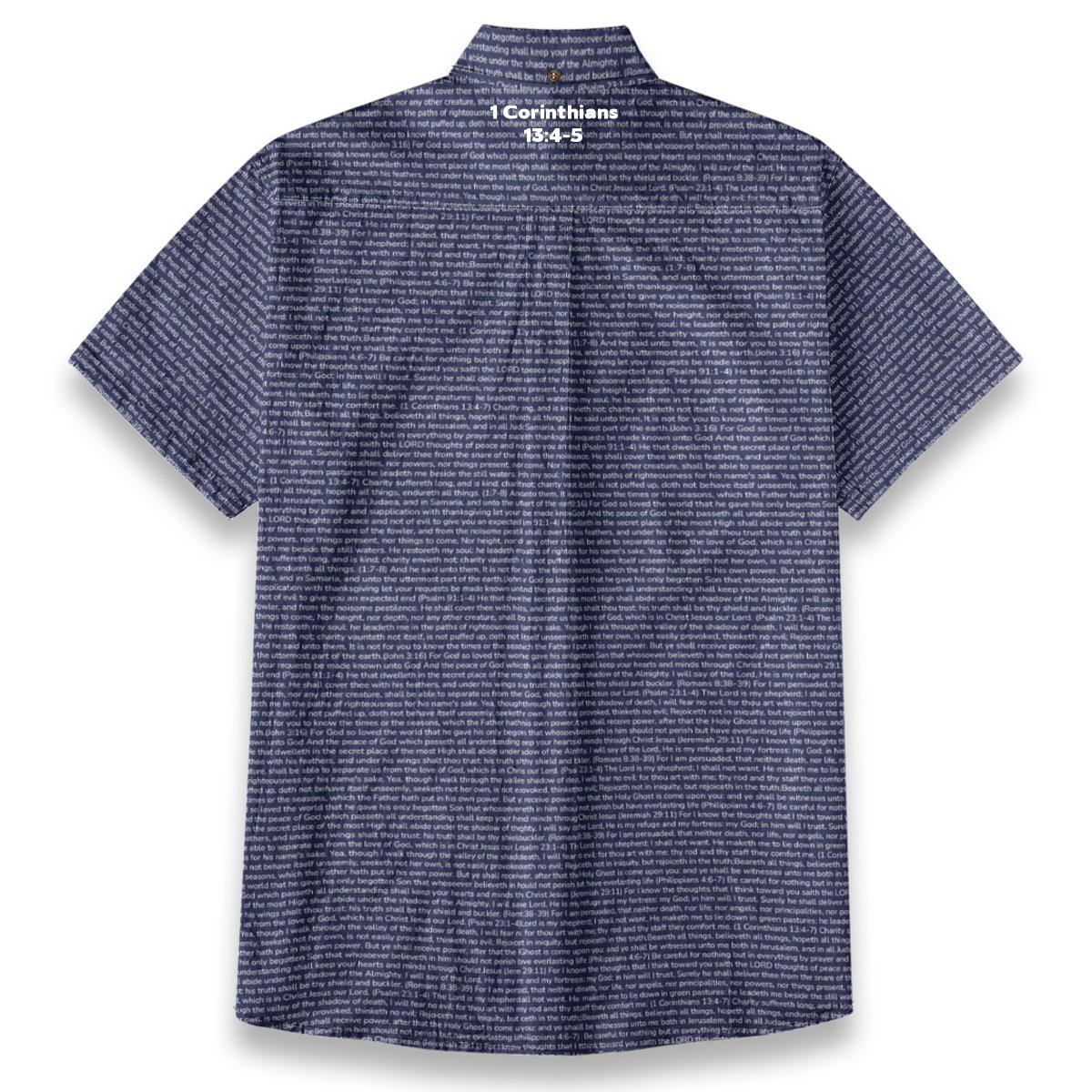 1 Corinthians 13:4-5 Men's Linen Textured Cotton Short Sleeve Shirt