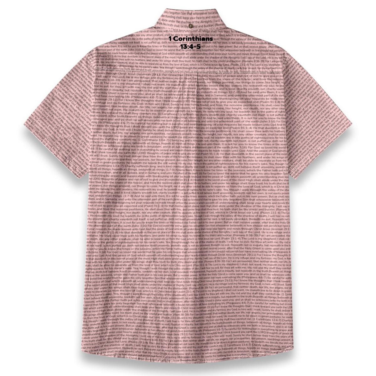 1 Corinthians 13:4-5 Men's Linen Textured Cotton Short Sleeve Shirt