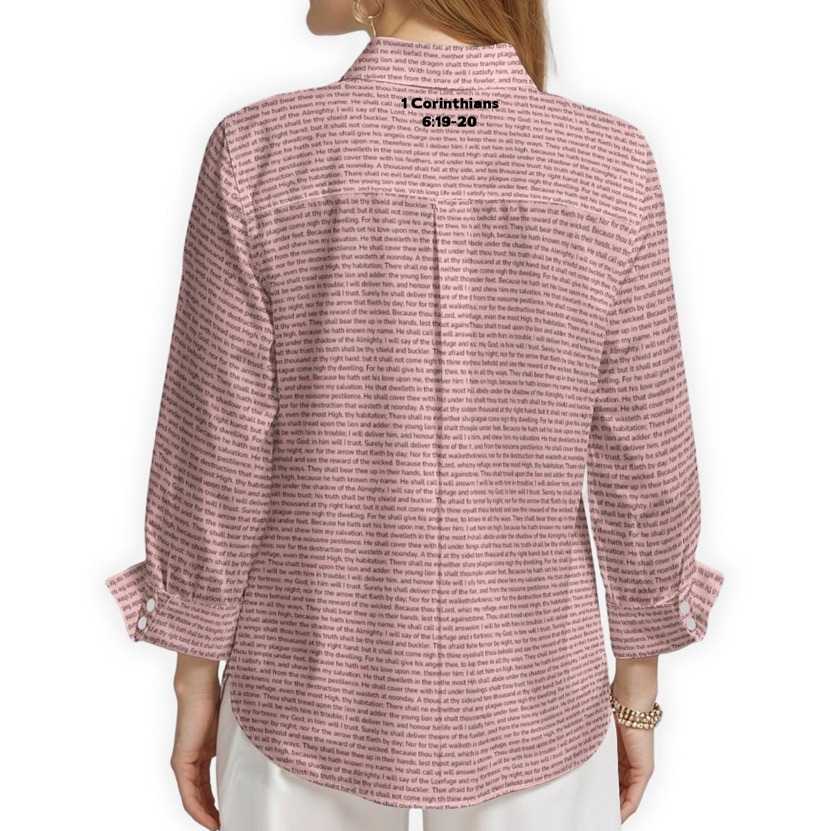 1 Corinthians 6:19-20 Women's Linen Textured Cotton 3/4 Sleeve Shirt