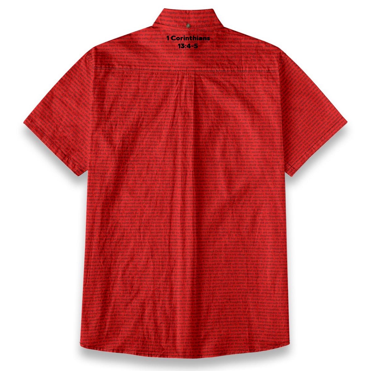 1 Corinthians 13:4-5 Men's Linen Textured Cotton Short Sleeve Shirt