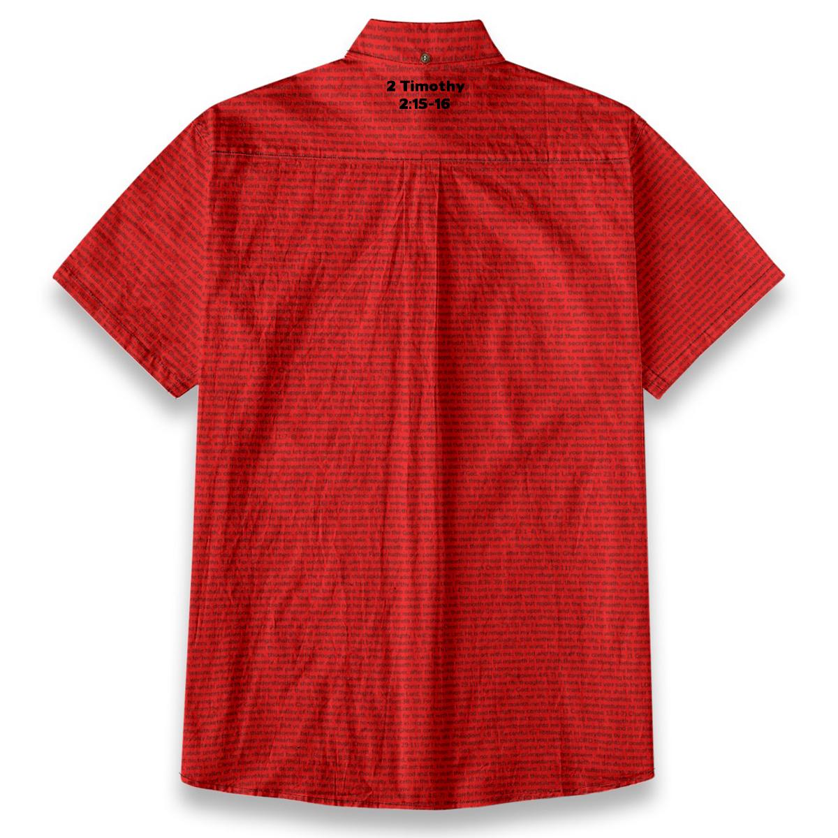 2 Timothy 2:15-16 Men's Linen Textured Cotton Short Sleeve Shirt