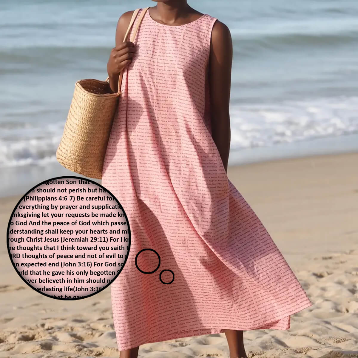 Personalized Women's Linen-Textured Cotton Sleeveless Dress