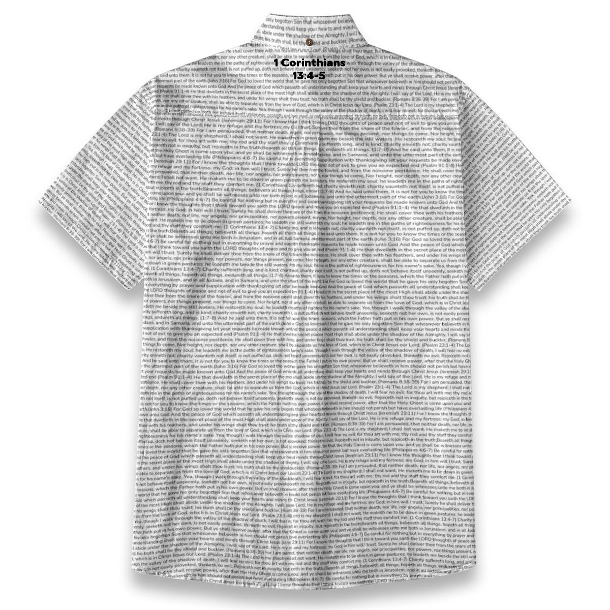 1 Corinthians 13:4-5 Men's Linen Textured Cotton Short Sleeve Shirt