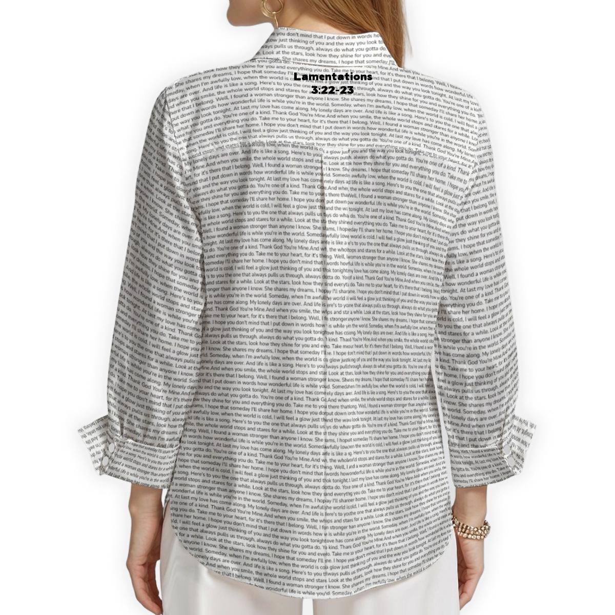 Lamentations 3:22-23 Women's Linen Textured Cotton 3/4 Sleeve Shirt