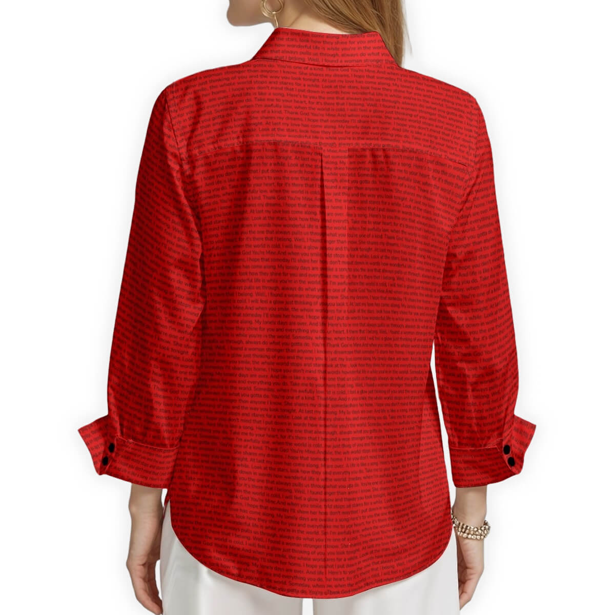 Personalized Women's Linen Textured Cotton 3/4 Sleeve Shirt