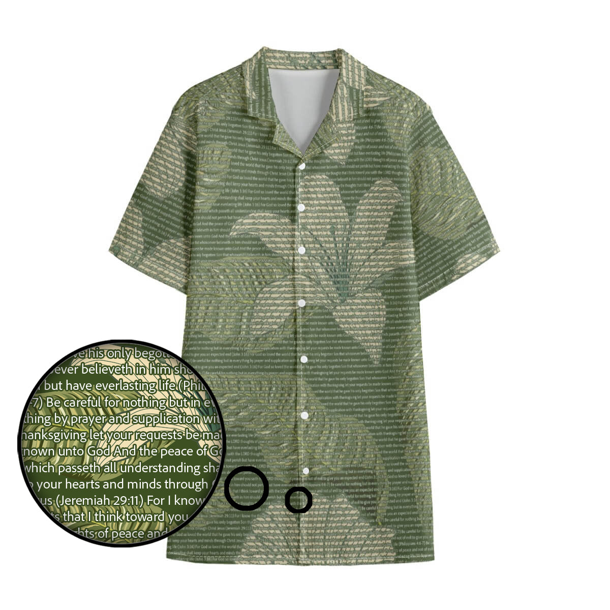 Personalized Men's Cotton Tropical Floral Scenic Hawaiian Shirt