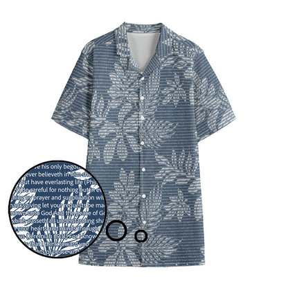 Personalized Men's Cotton Tropical Floral Scenic Hawaiian Shirt
