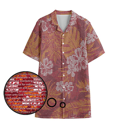 Personalized Men's Cotton Tropical Floral Scenic Hawaiian Shirt