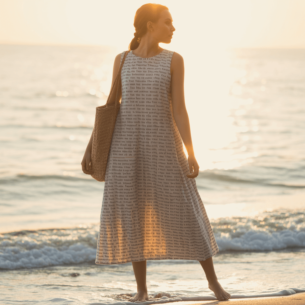 Personalized Women's Linen-Textured Cotton Sleeveless Dress