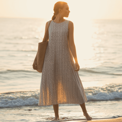 Personalized Women's Linen-Textured Cotton Sleeveless Dress