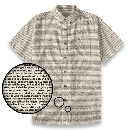 Luke 6:37-38 Men's Linen Textured Cotton Short Sleeve Shirt