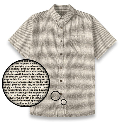 2 Corinthians 9:6-7 Men's Linen Textured Cotton Short Sleeve Shirt