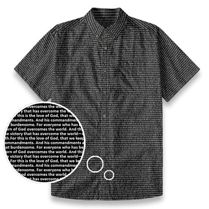 1 John 5:3-4 Men's Linen Textured Cotton Short Sleeve Shirt