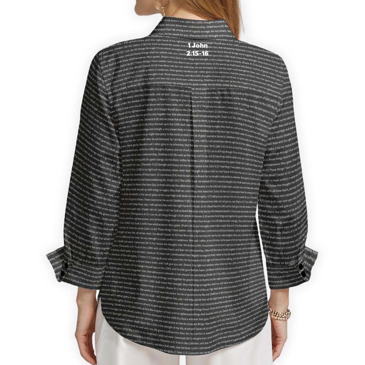 1 John 2:15-16 Women's Linen Textured Cotton 3/4 Sleeve Shirt