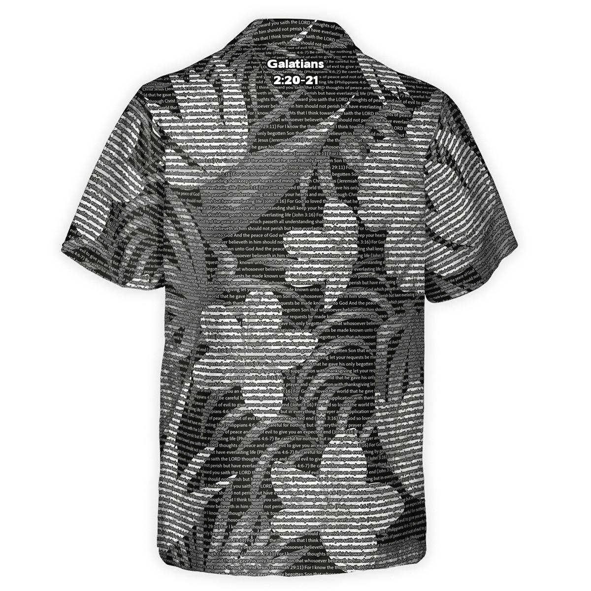 Galatians 2:20-21 Men's Cotton Tropical Floral Scenic Hawaiian Shirt