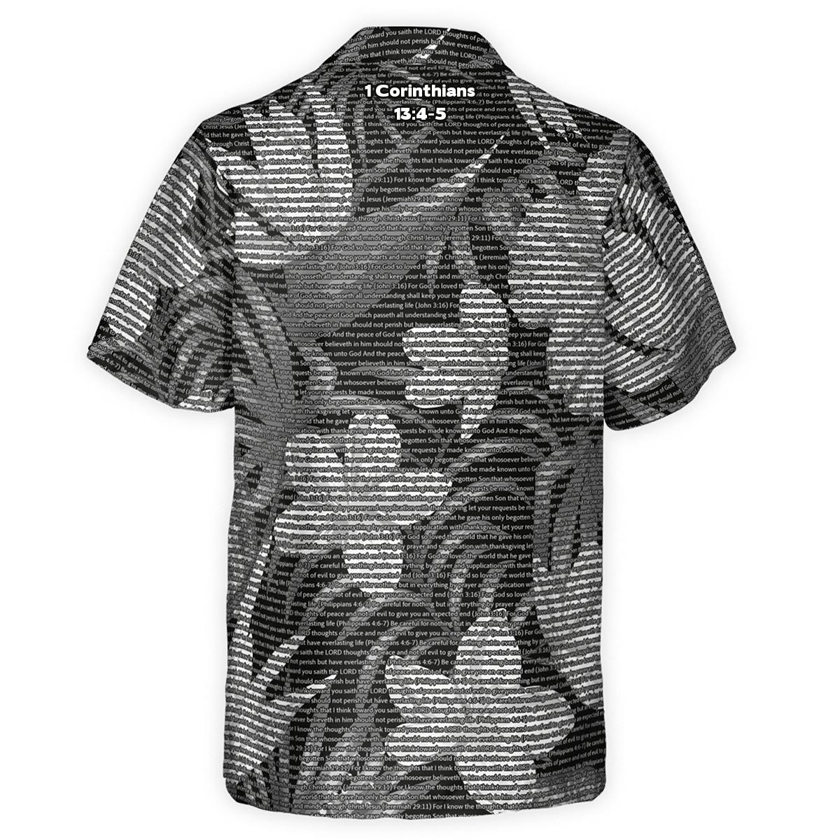 1 Corinthians 13:4-5 Men's Cotton Tropical Floral Scenic Hawaiian Shirt