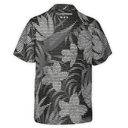 1 Corinthians 13:4-5 Men's Cotton Tropical Floral Scenic Hawaiian Shirt