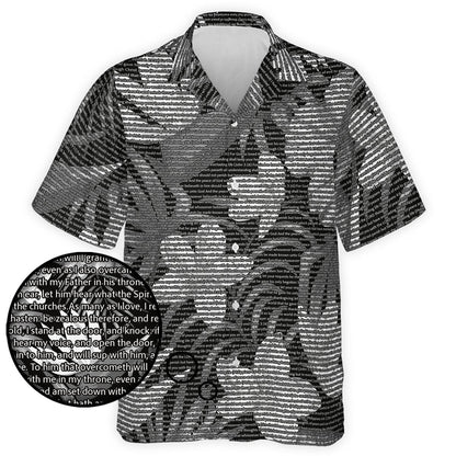 Revelation 3:19-22 Men's Cotton Tropical Floral Scenic Hawaiian Shirt