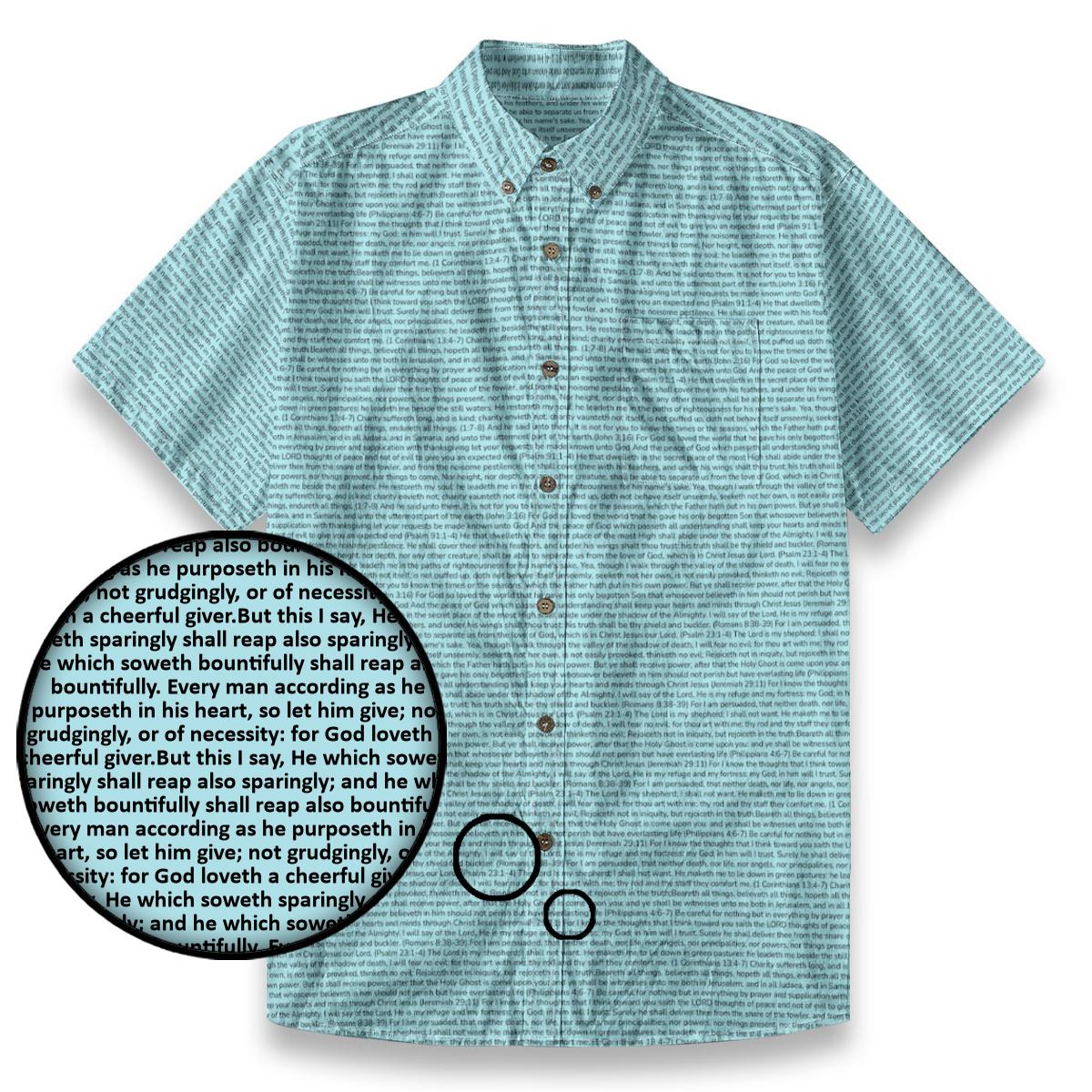 2 Corinthians 9:6-7 Men's Linen Textured Cotton Short Sleeve Shirt
