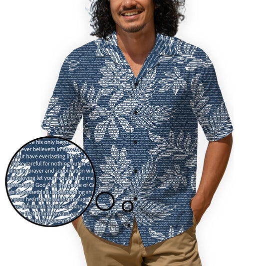 Personalized Men's Cotton Tropical Floral Scenic Hawaiian Shirt