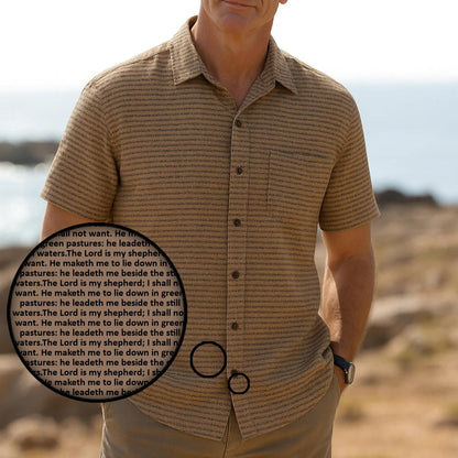 Psalm 23:1-2 Men's Linen Textured Cotton Short Sleeve Shirt