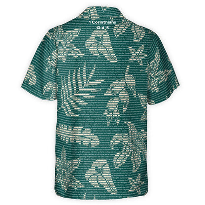 1 Corinthians 13:4-5 Men's Cotton Tropical Floral Scenic Hawaiian Shirt