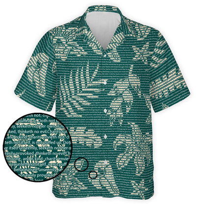 1 Corinthians 13:4-5 Men's Cotton Tropical Floral Scenic Hawaiian Shirt