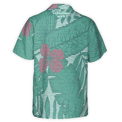 1 Corinthians 13:4-5 Men's Cotton Tropical Floral Scenic Hawaiian Shirt