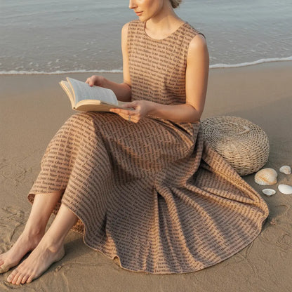 Personalized Women's Linen-Textured Cotton Sleeveless Dress