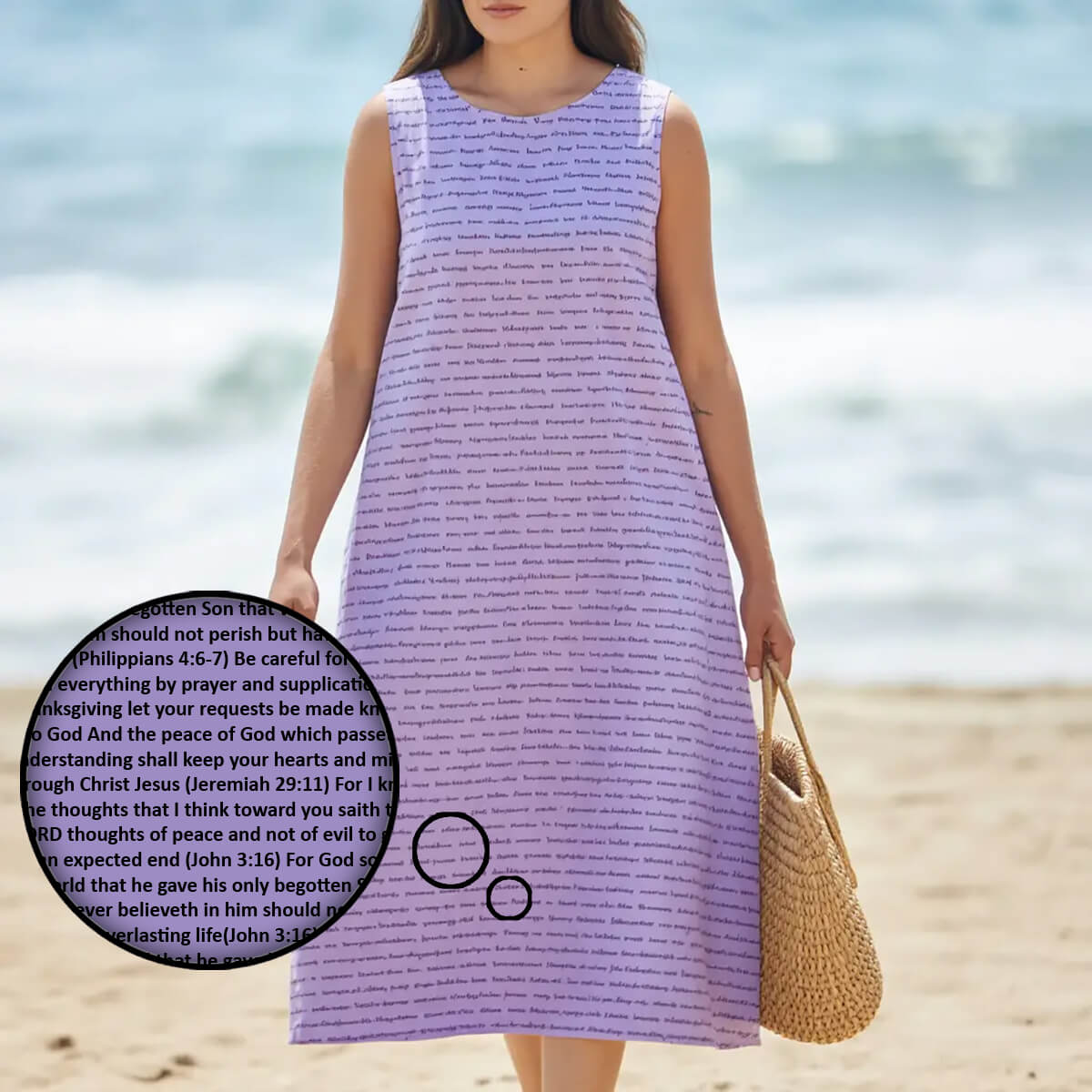 Personalized Women's Linen-Textured Cotton Sleeveless Dress
