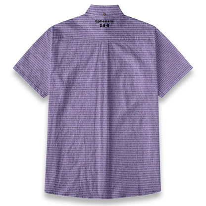 Ephesians 2:8-9 Men's Linen Textured Cotton Short Sleeve Shirt