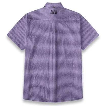 1 John 2:15-16 Men's Linen Textured Cotton Short Sleeve Shirt