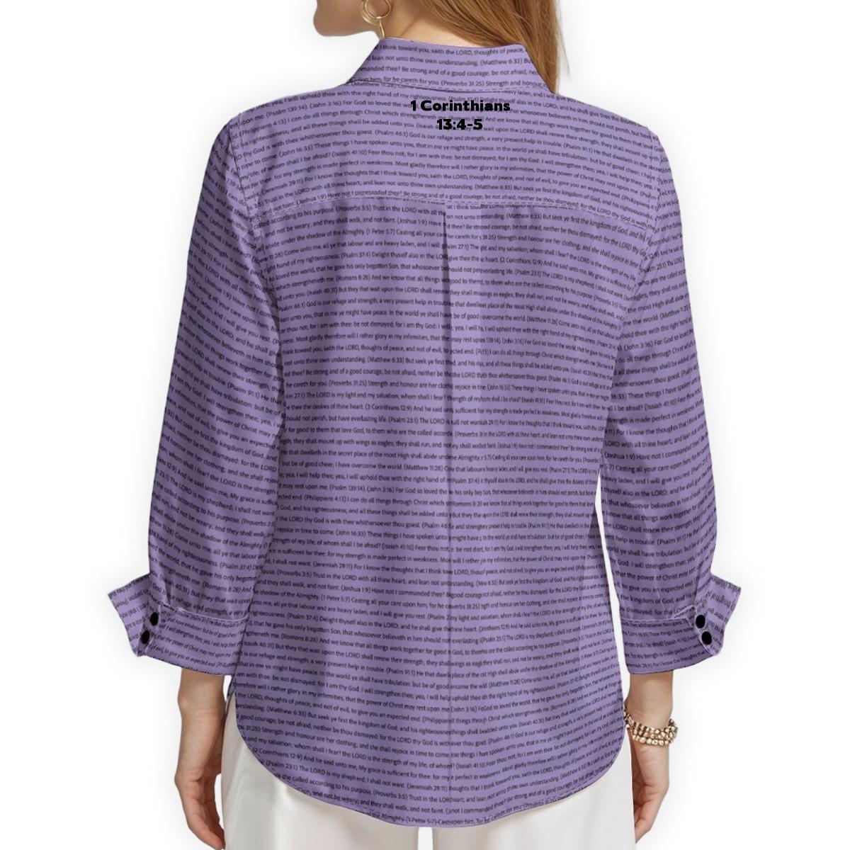 1 Corinthians 13:4-5 Women's Linen Textured Cotton 3/4 Sleeve Shirt