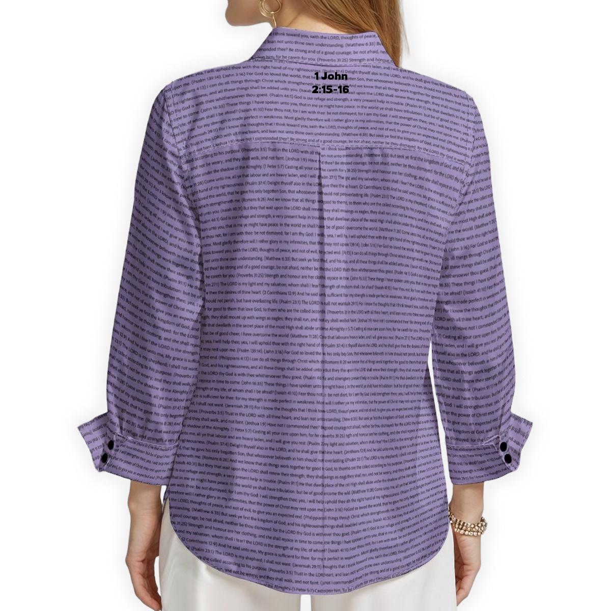 1 John 2:15-16 Women's Linen Textured Cotton 3/4 Sleeve Shirt