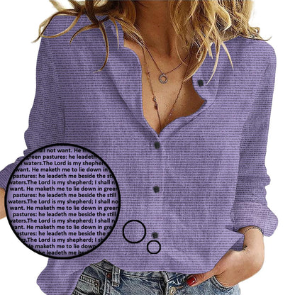 Psalm 23:1-2 Women's Linen Textured Cotton 3/4 Sleeve Shirt