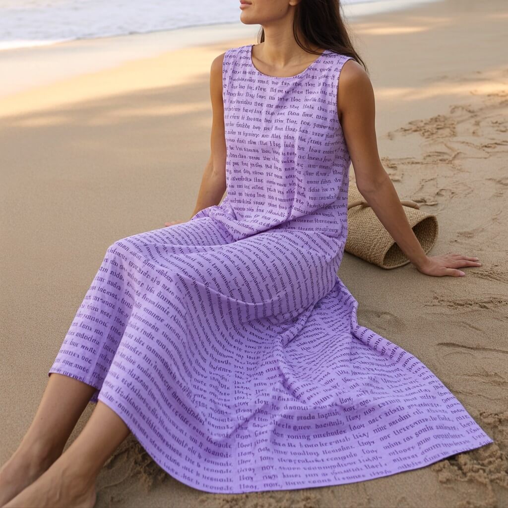 Personalized Women's Linen-Textured Cotton Sleeveless Dress