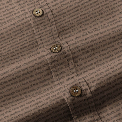 1 John 5:3-4 Men's Linen Textured Cotton Short Sleeve Shirt