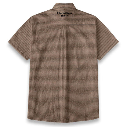 1 Corinthians 13:4-7 Men's Linen Textured Cotton Short Sleeve Shirt