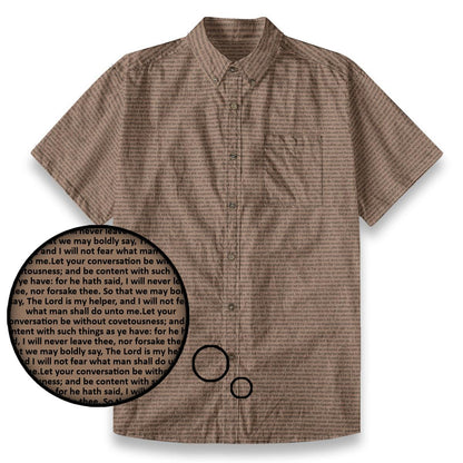 Hebrews 13:5-6 Men's Linen Textured Cotton Short Sleeve Shirt